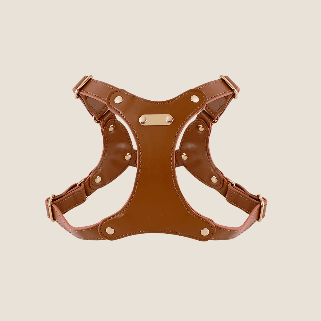 PoochEase_LeatherDogHarness(Brown)